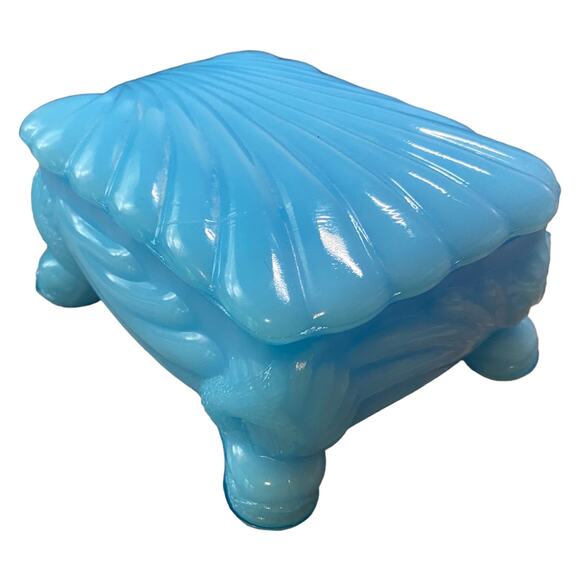 Shell Trinket Dresser Box Boyd Glass Cambridge Caprice 1993 Waterloo Blue - Picture 11 of 13